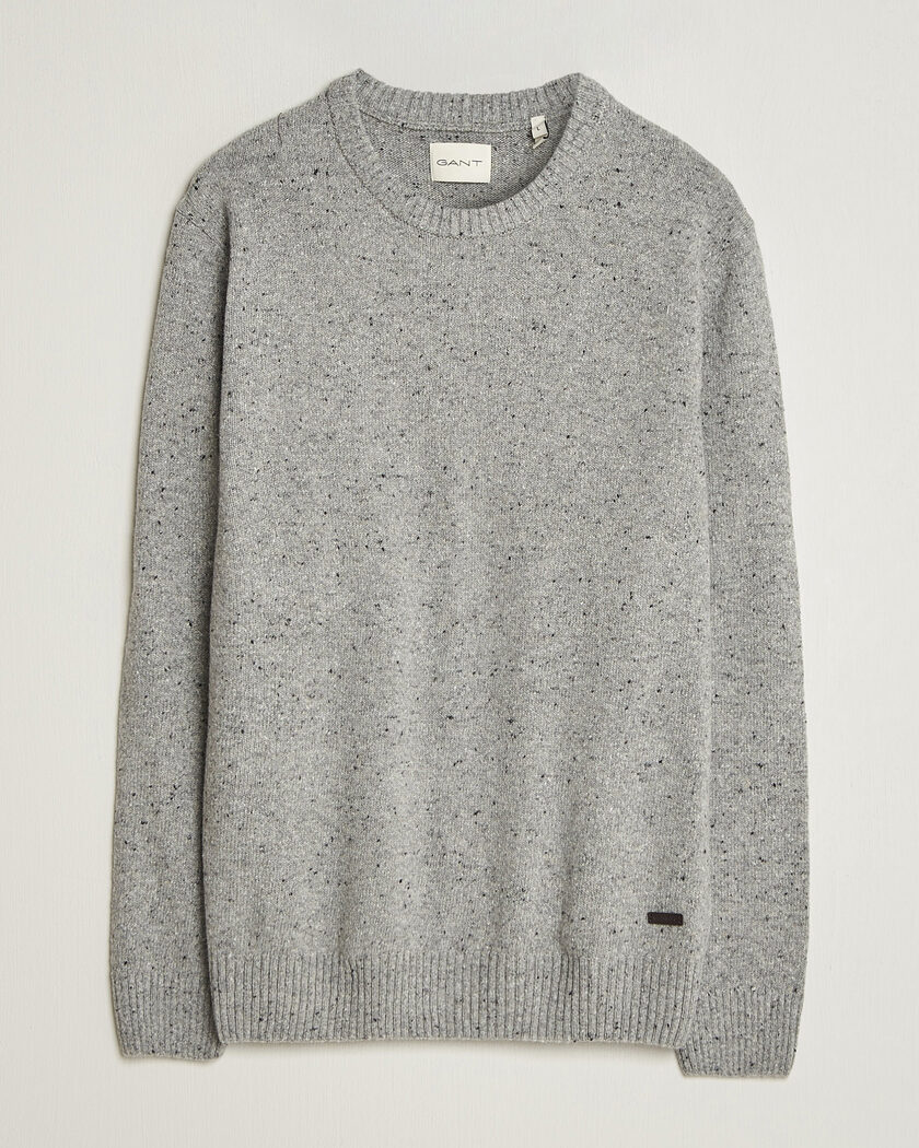 Gant Neps Wool Crew Neck Sweater Grey Melange – Grau
