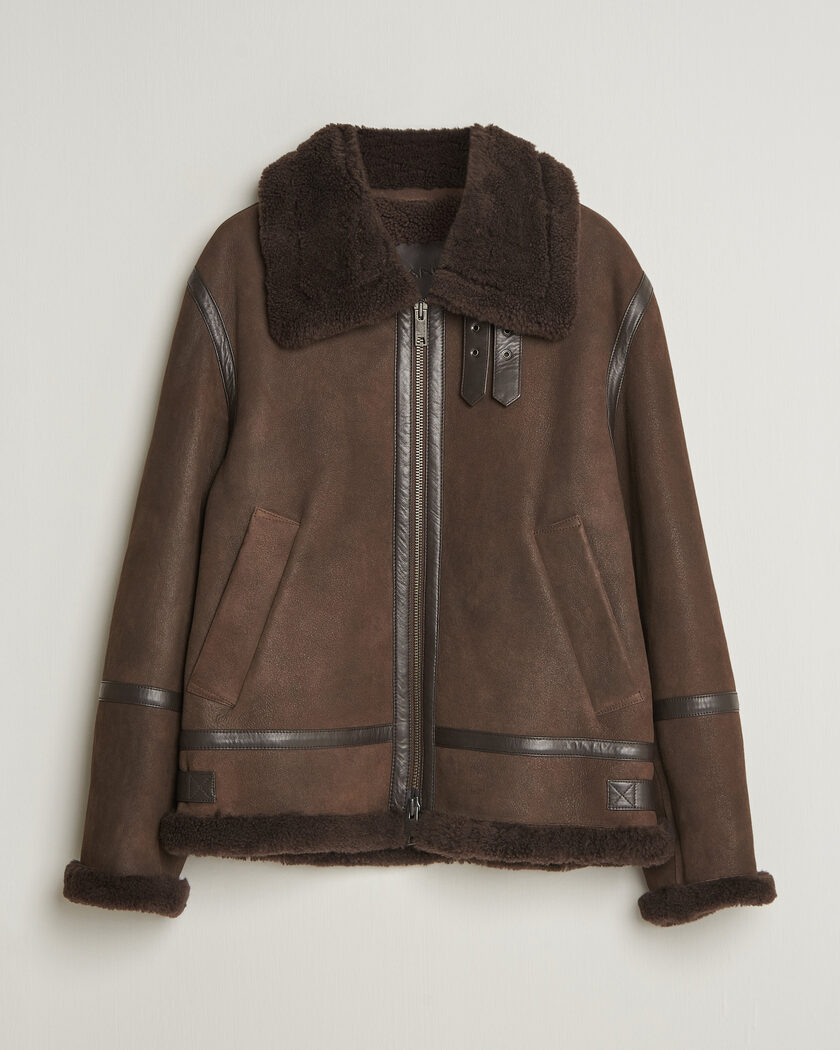Gant Classic Shearling Jacket Black Brown – Braun