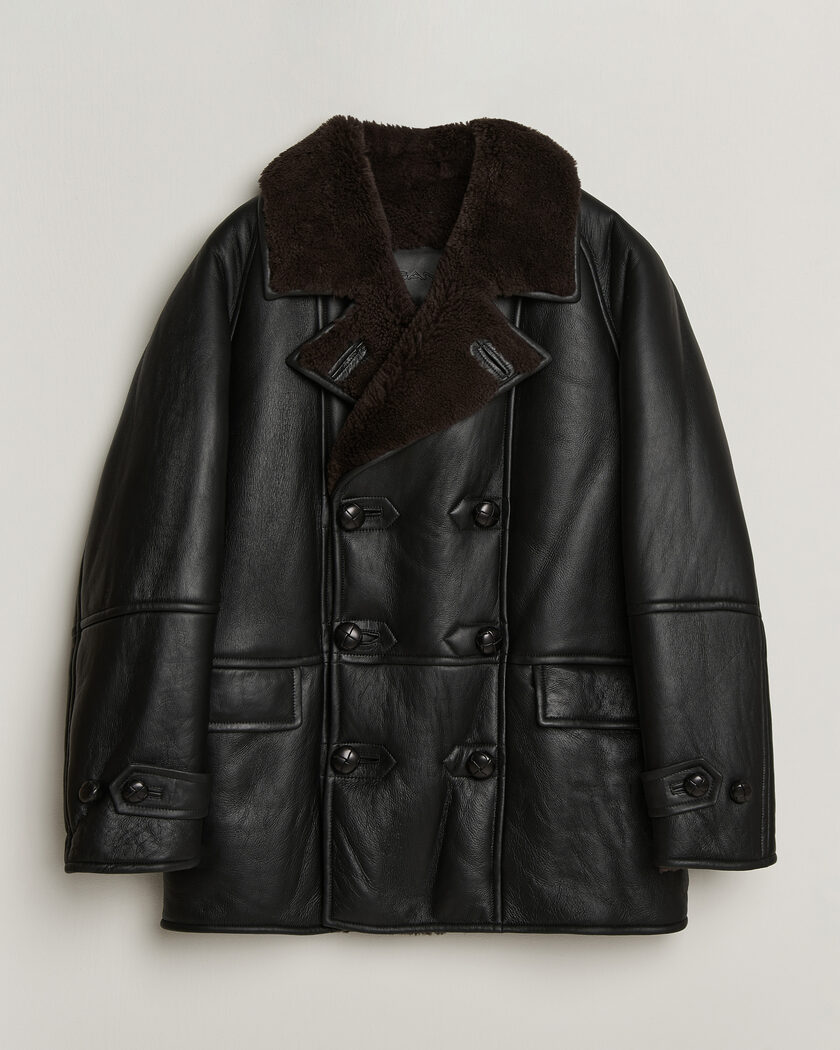 Gant Shearling Leather Peacoat Black – Schwarz