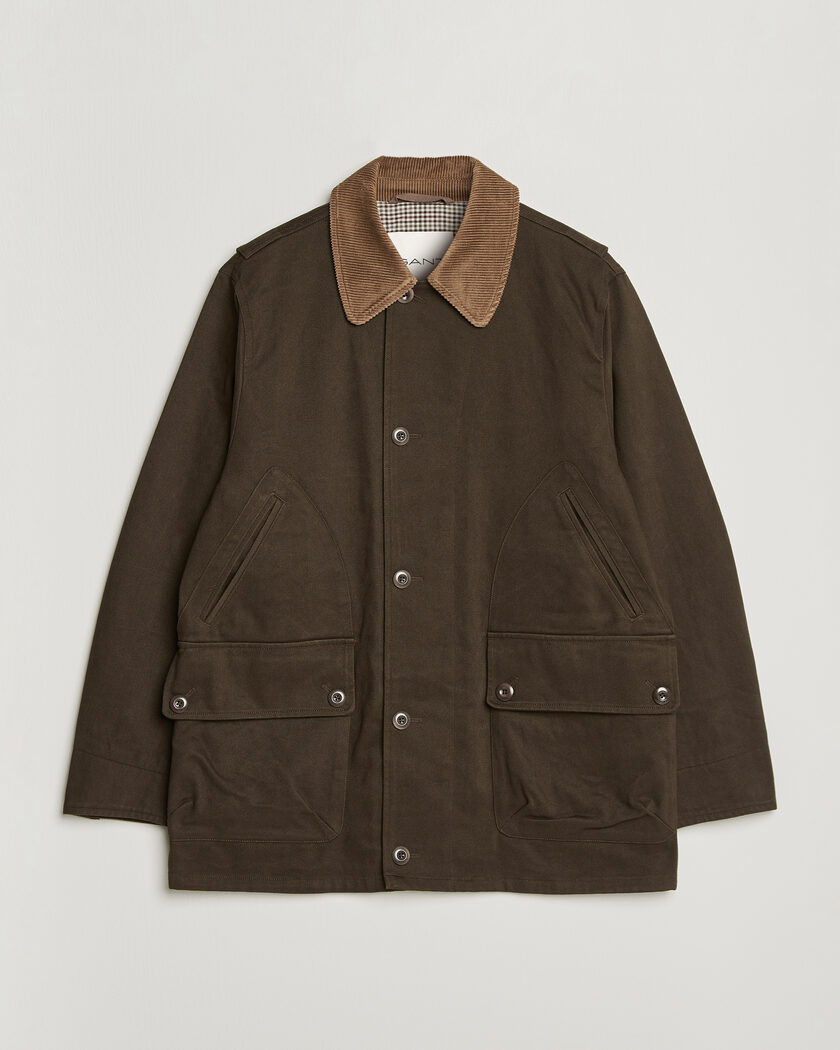  Gant Moleskin Decker Jacket Dark Moss Green – Grün