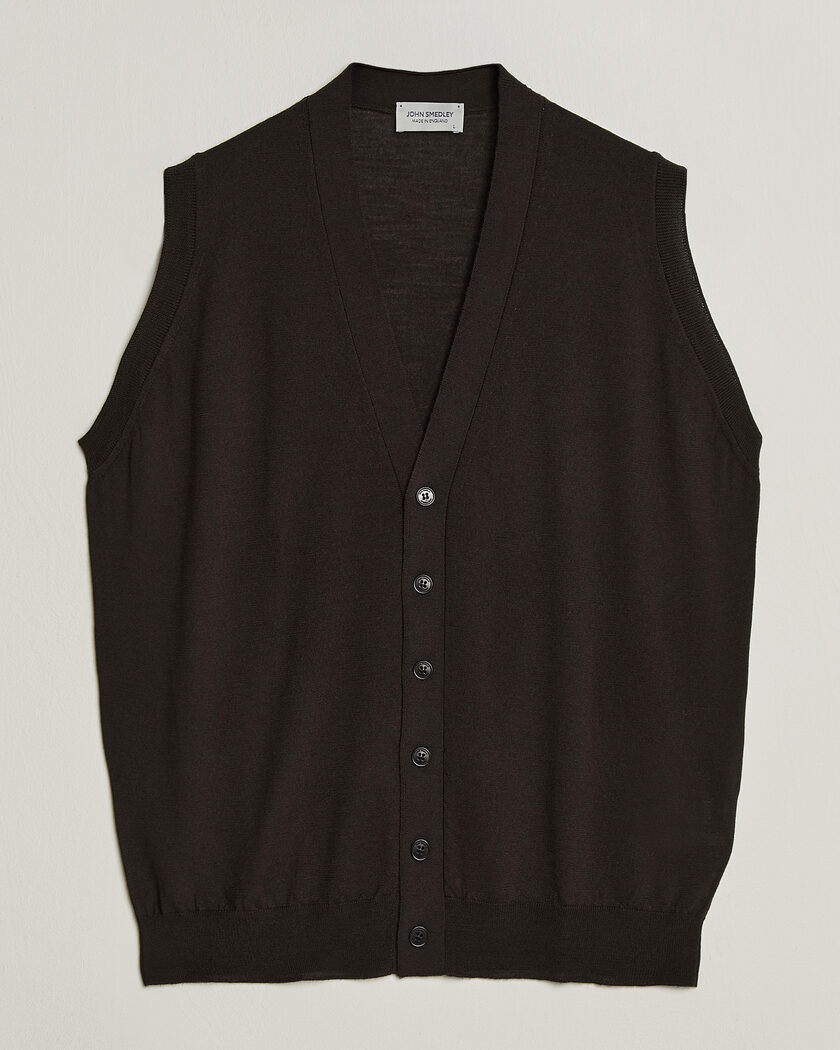 John Smedley Bolton Extra Fine Merino Waistcoat Faulkner Brown – Braun