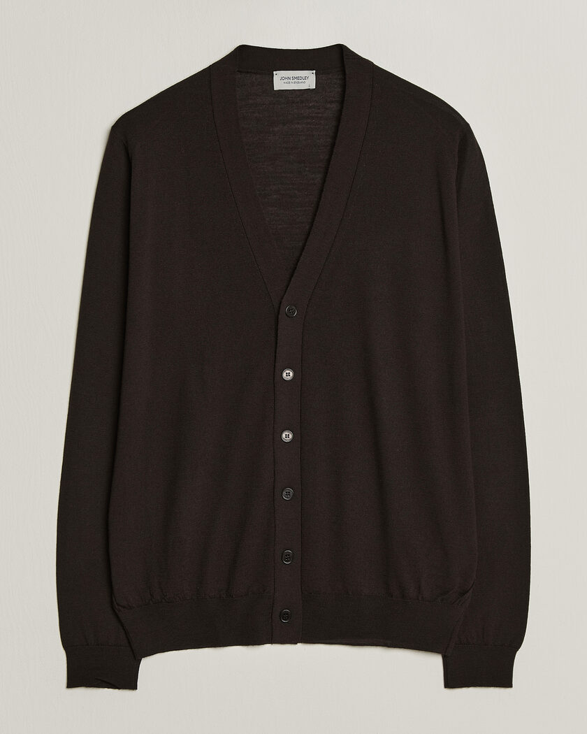 John Smedley Bradrick Extra Fine Merino Cardigan Faulkner Brown – Braun