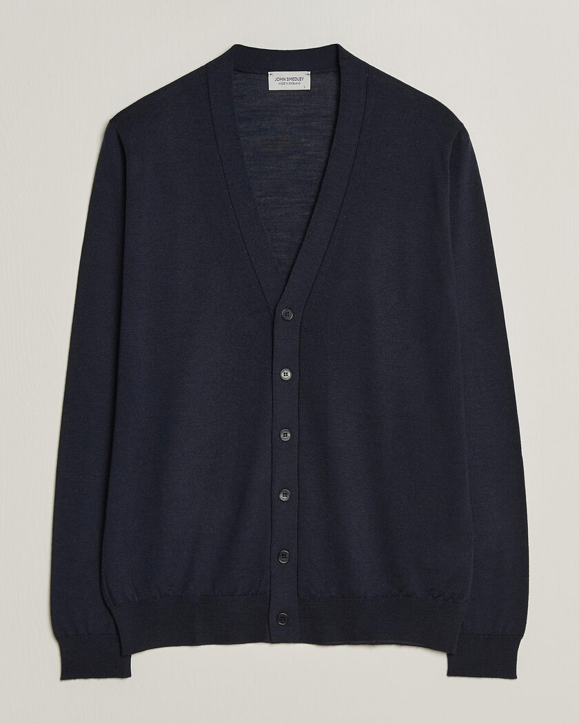 John Smedley Bradrick Extra Fine Merino Cardigan Midnight – Blau