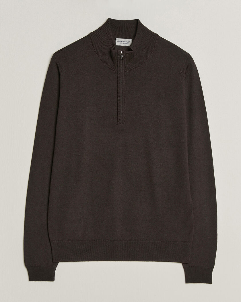 John Smedley Tapton Extra Fine Merino Half Zip Faulkner Brown – Braun