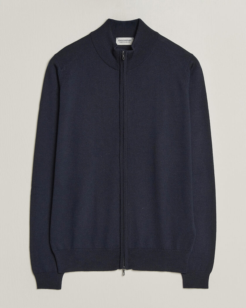 John Smedley Claygate Extra Fine Merino Full Zip Midnight – Blau