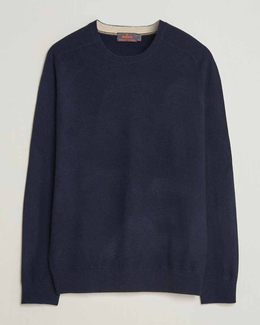 Morris Wilfred Cashmere O-Neck Navy – Blau