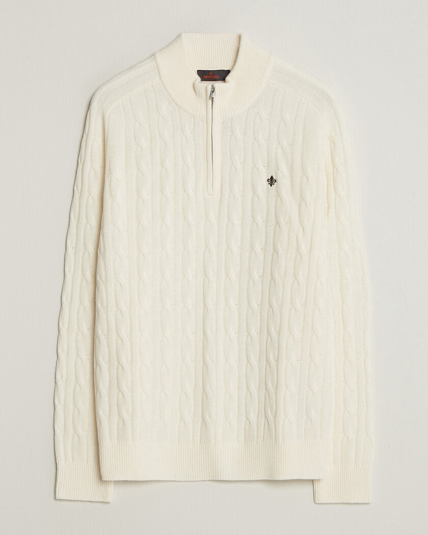 Morris Hertford Cable Half Zip Off White – Weiß