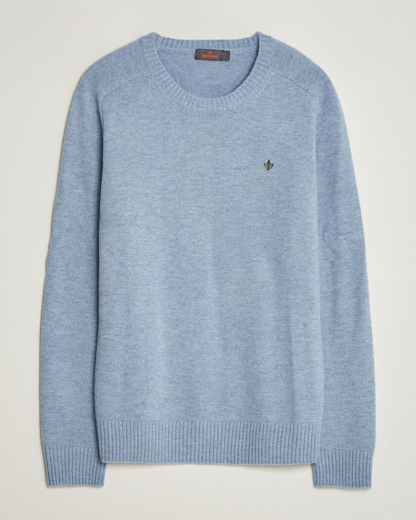 Morris Hertford Lambswool Crew Neck Blue – Blau