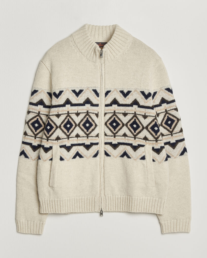 Morris Hadley Zip Cardigan Off White – Weiß