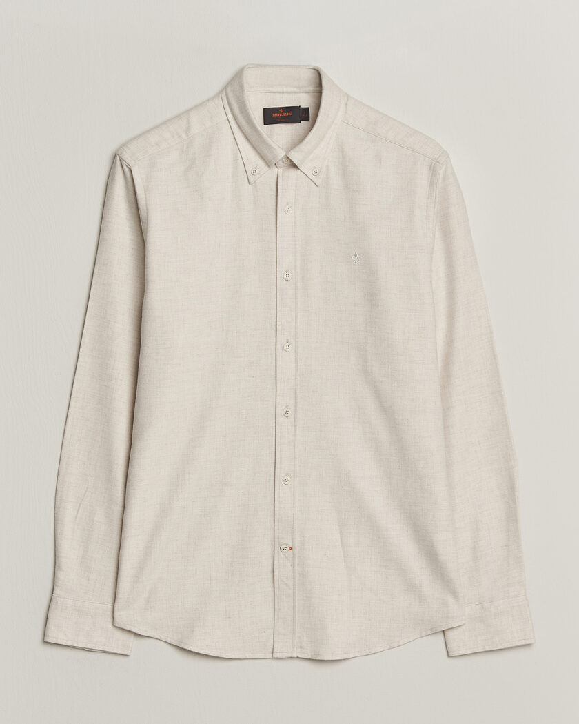 Morris Flannel Herringbone Shirt Off White – Beige