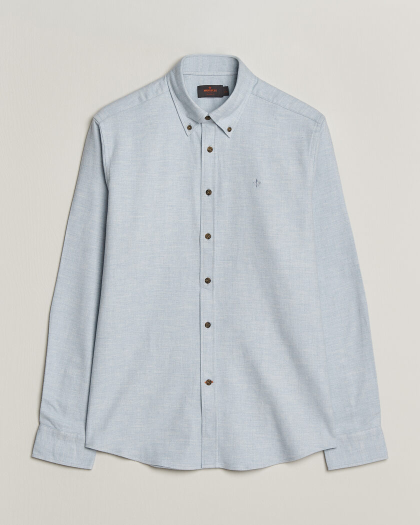 Morris Flannel Herringbone Shirt Light Blue – Blau