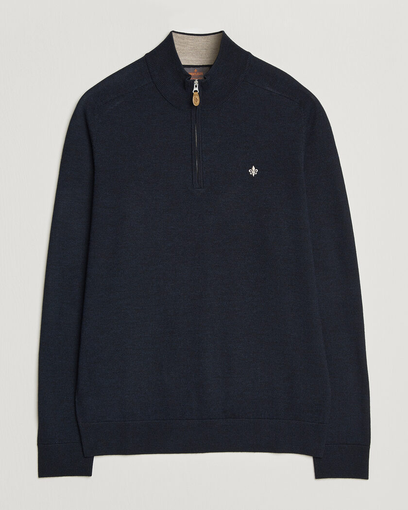 Morris John Merino Half Zip Navy – Blau