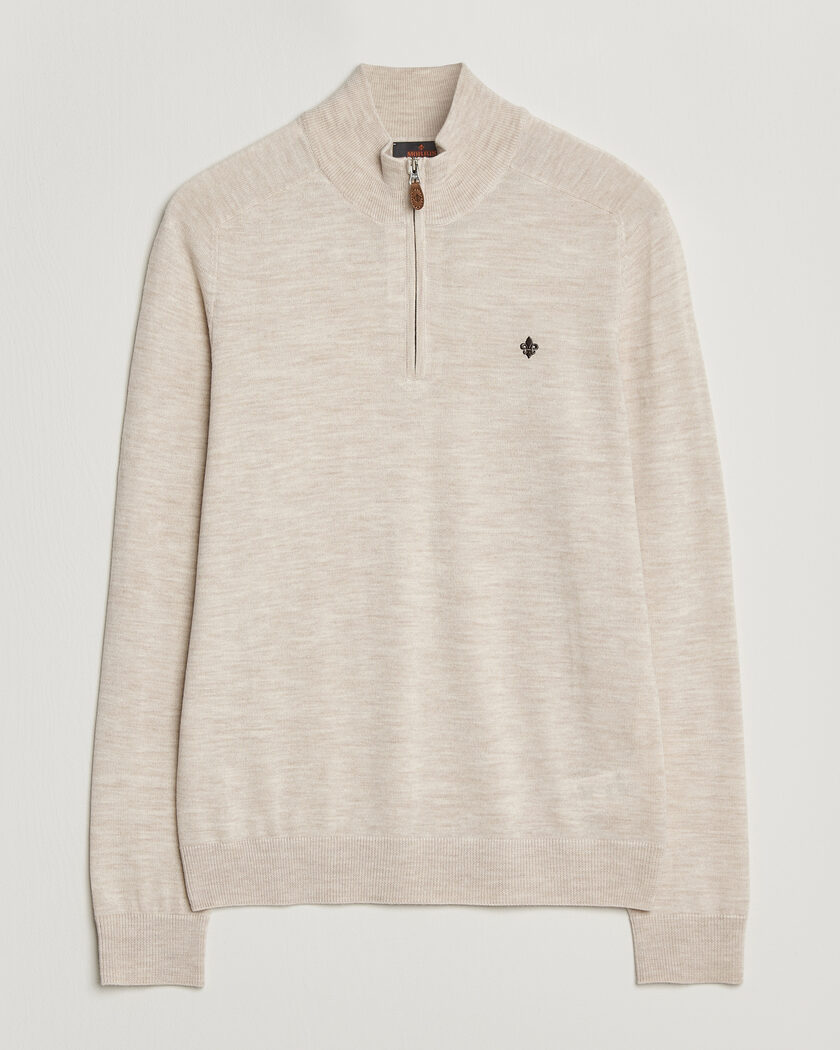 Morris John Merino Half Zip Off White – Weiß