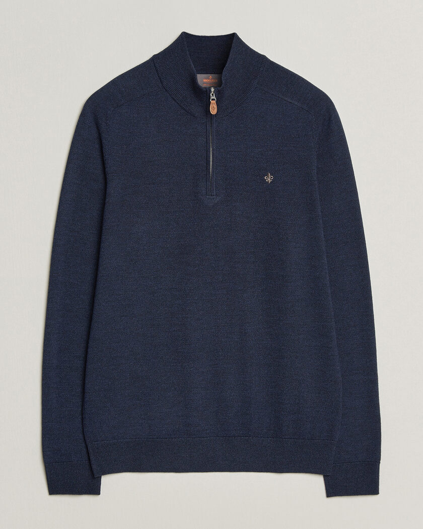 Morris John Merino Half Zip Ocean Blue – Blau