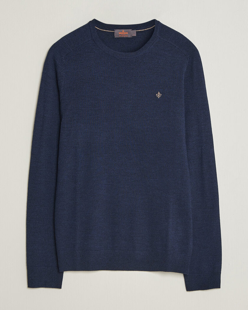 Morris Merino O-Neck Navy – Blau