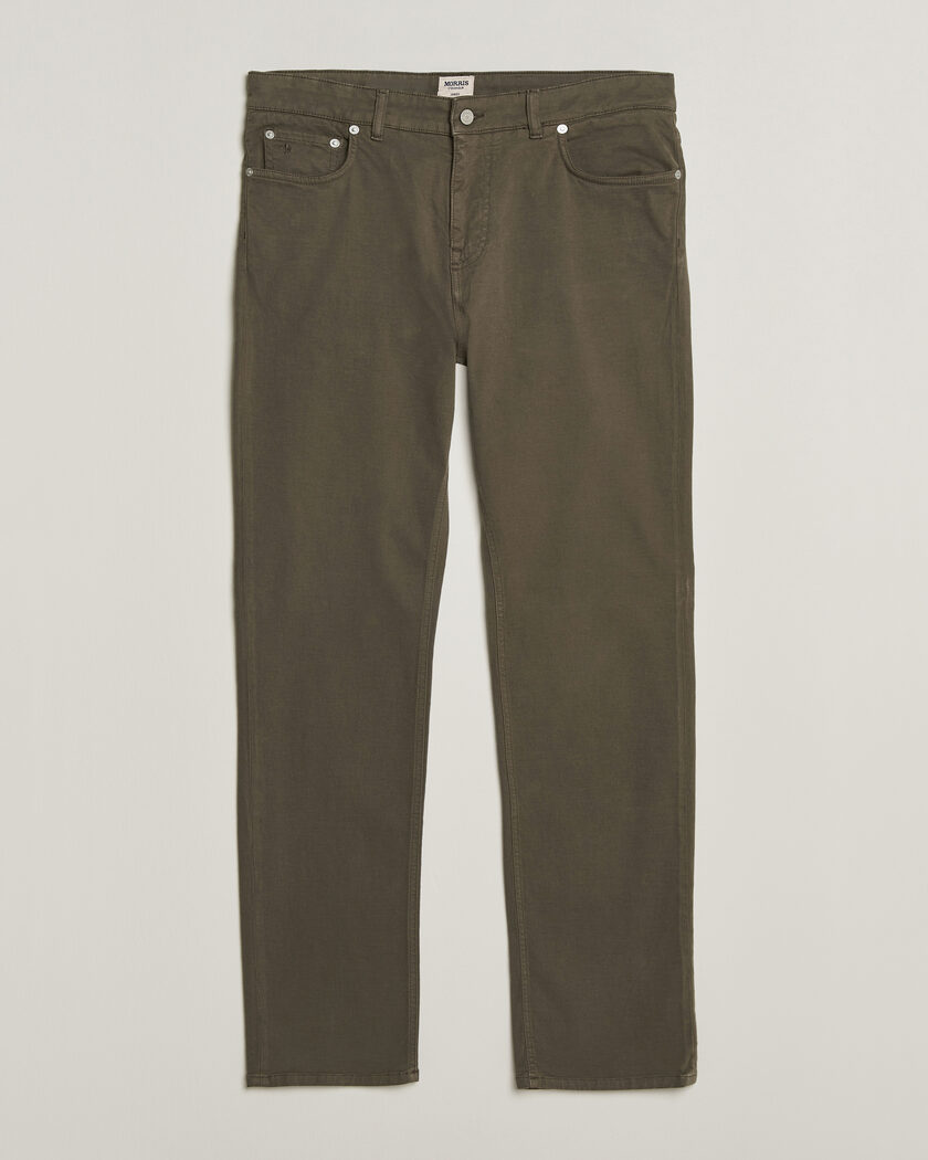 Morris James Brushed 5-Pocket Pant Olive – Grün