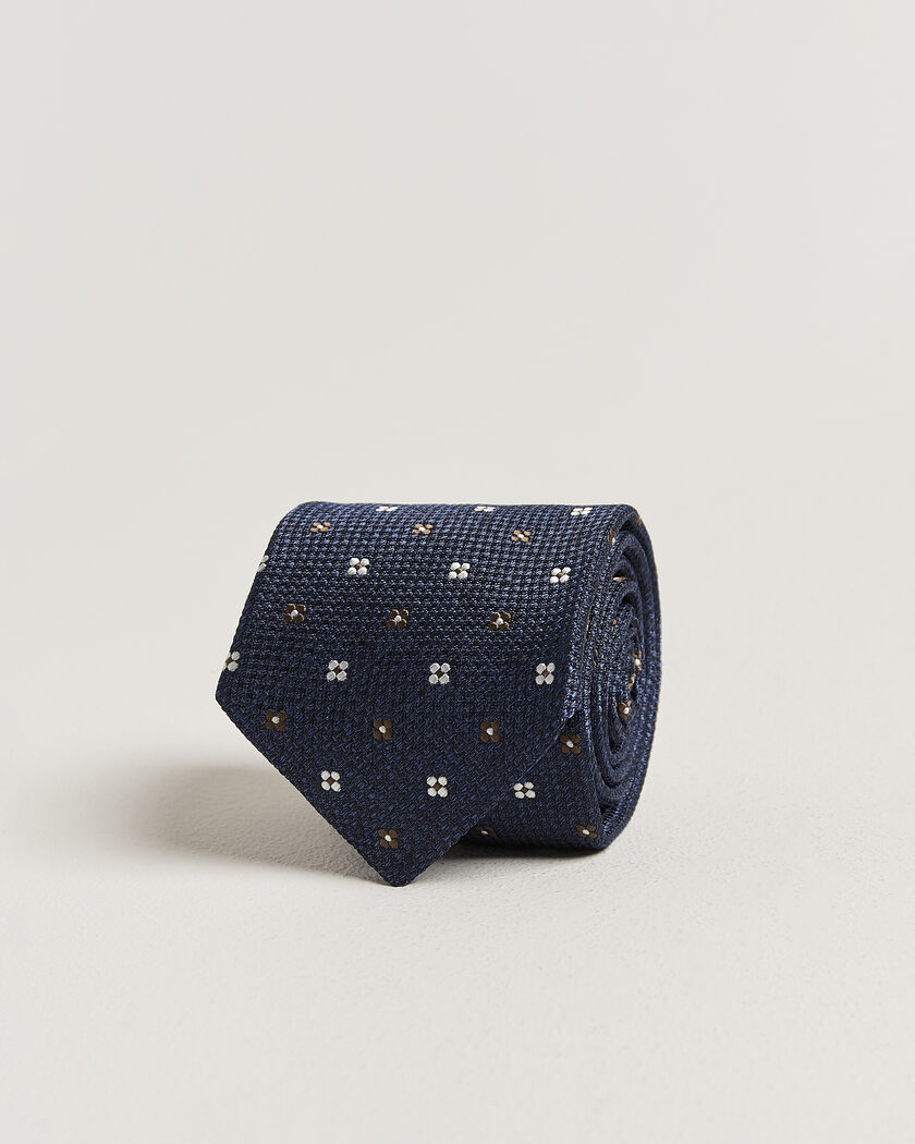 Amanda Christensen Silk Flower 8cm Tie Navy – Blau