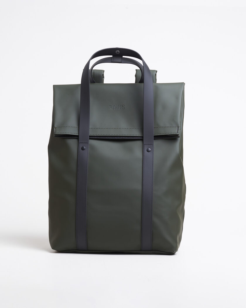 RAINS 2 Way Tote Backpack Black Green – Grün