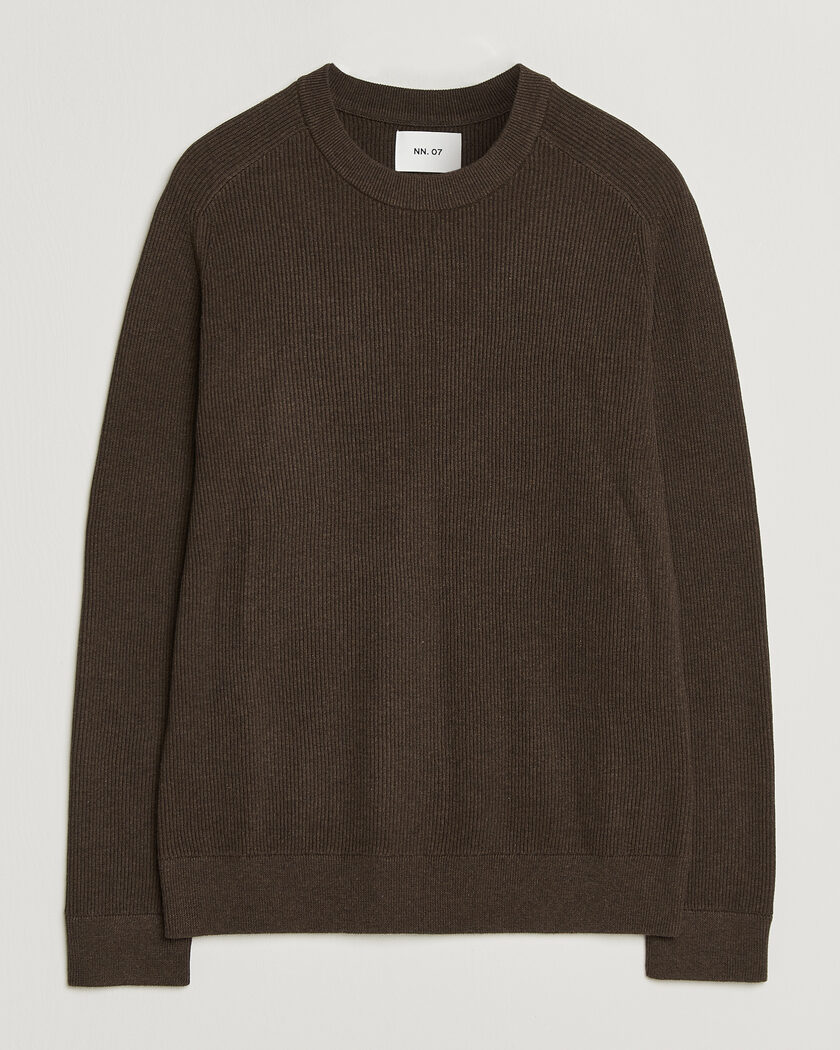  NN07 Kevin Cotton Knitted Sweater Deep Truffle – Braun