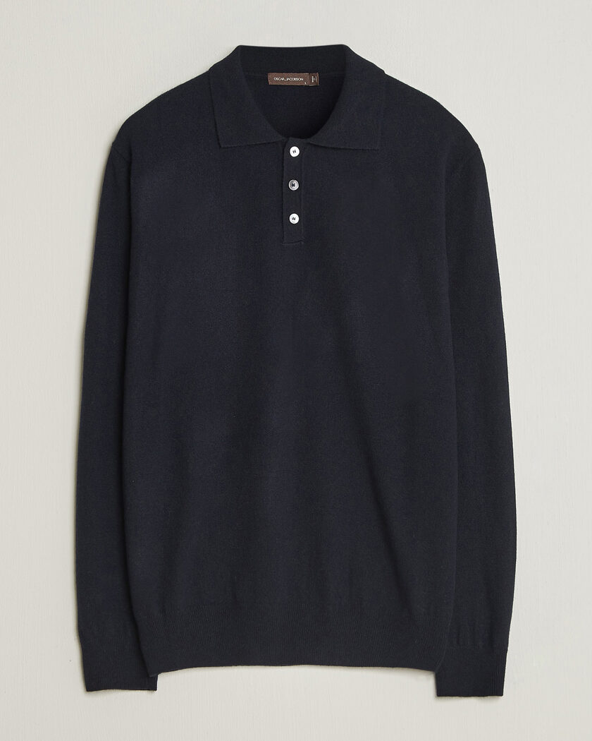 Oscar Jacobson Pepe Wool/Cashmere Polo Navy – Blau