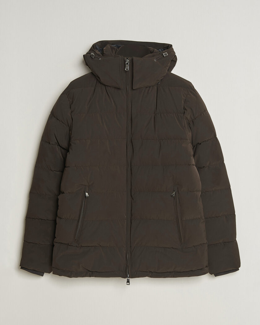 Oscar Jacobson Hooded Puffer Jacket Brown – Braun