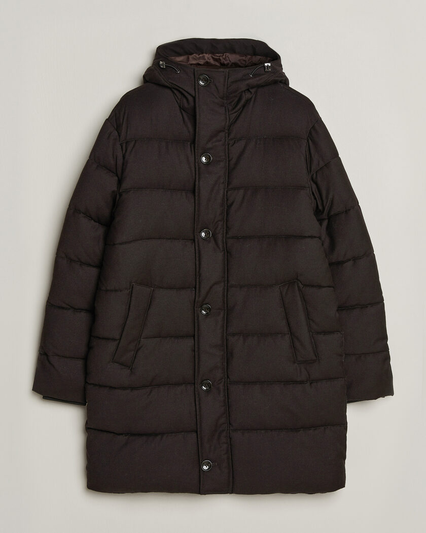 Oscar Jacobson Padded Flannel Parka Brown – Braun