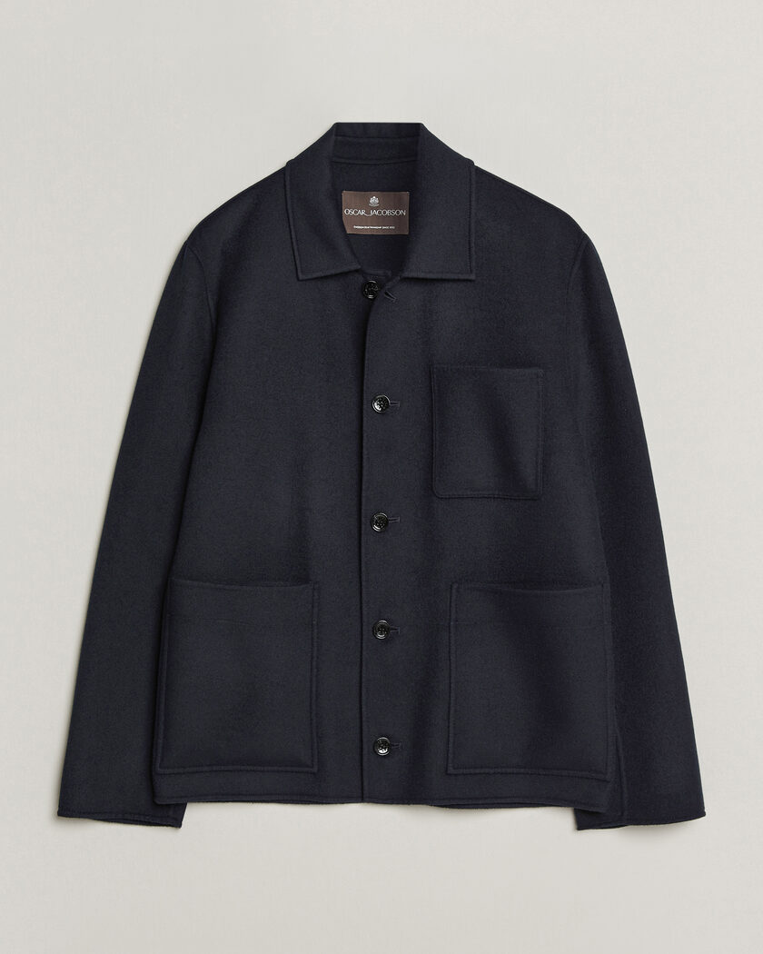 Oscar Jacobson Doublé Wool Shirt Jacket Navy – Blau