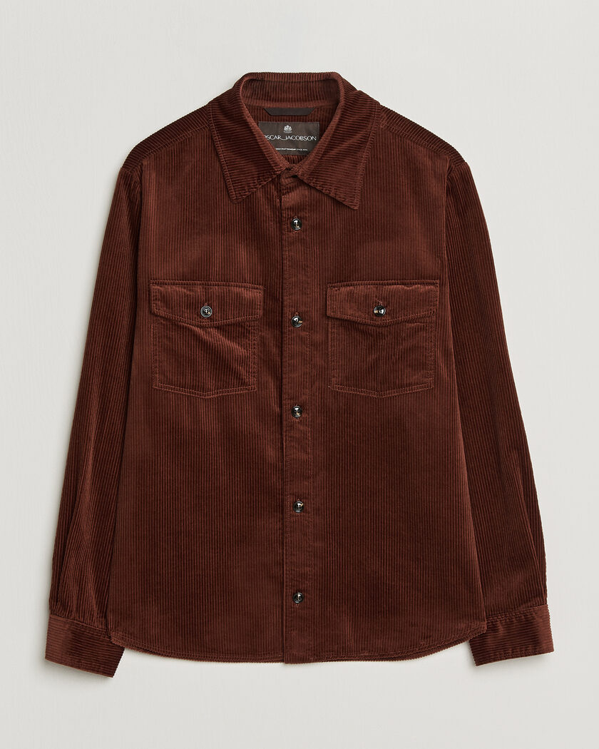 Oscar Jacobson Magnus Cord Shirt Jacket Burgundy – Rot