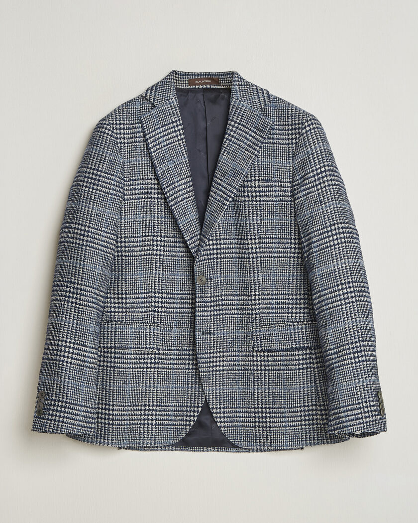 Oscar Jacobson Fogerty Checked Wool/Alpaca Blazer Blue – Blau