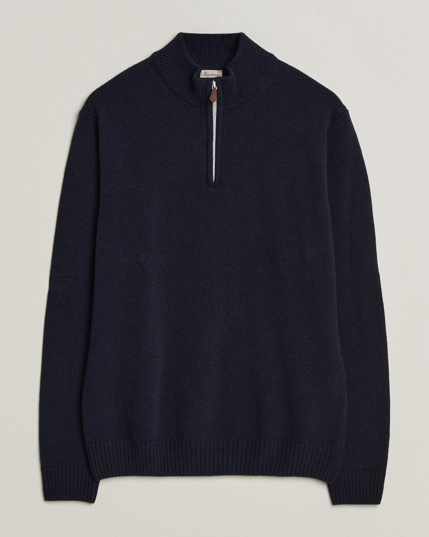 Stenströms Brushed Merino Half-Zip Navy – Blau