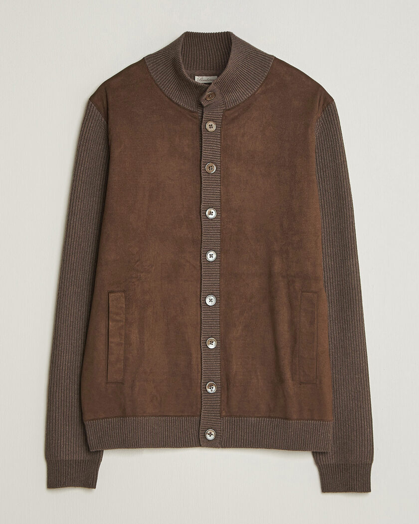  Stenströms Knitted Hybrid Alcantara Jacket Brown – Braun