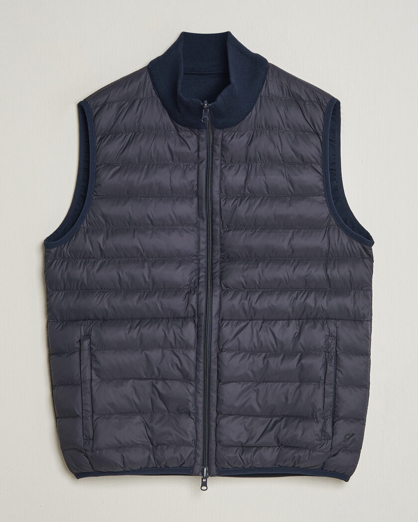 Stenströms Reversible Knitted Merino/Nylon Vest Navy – Blau