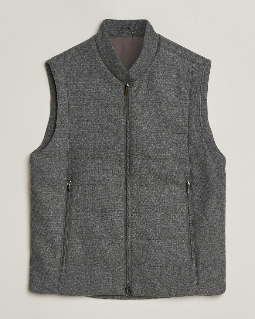 Stenströms Wool Alcantara Detail Light Padded Vest Grey – Grau