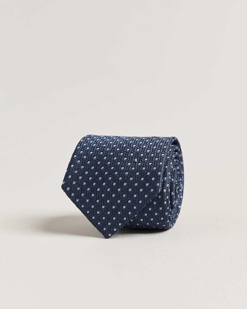Stenströms Woven Silk Dot Tie 7,5cm Navy – Blau