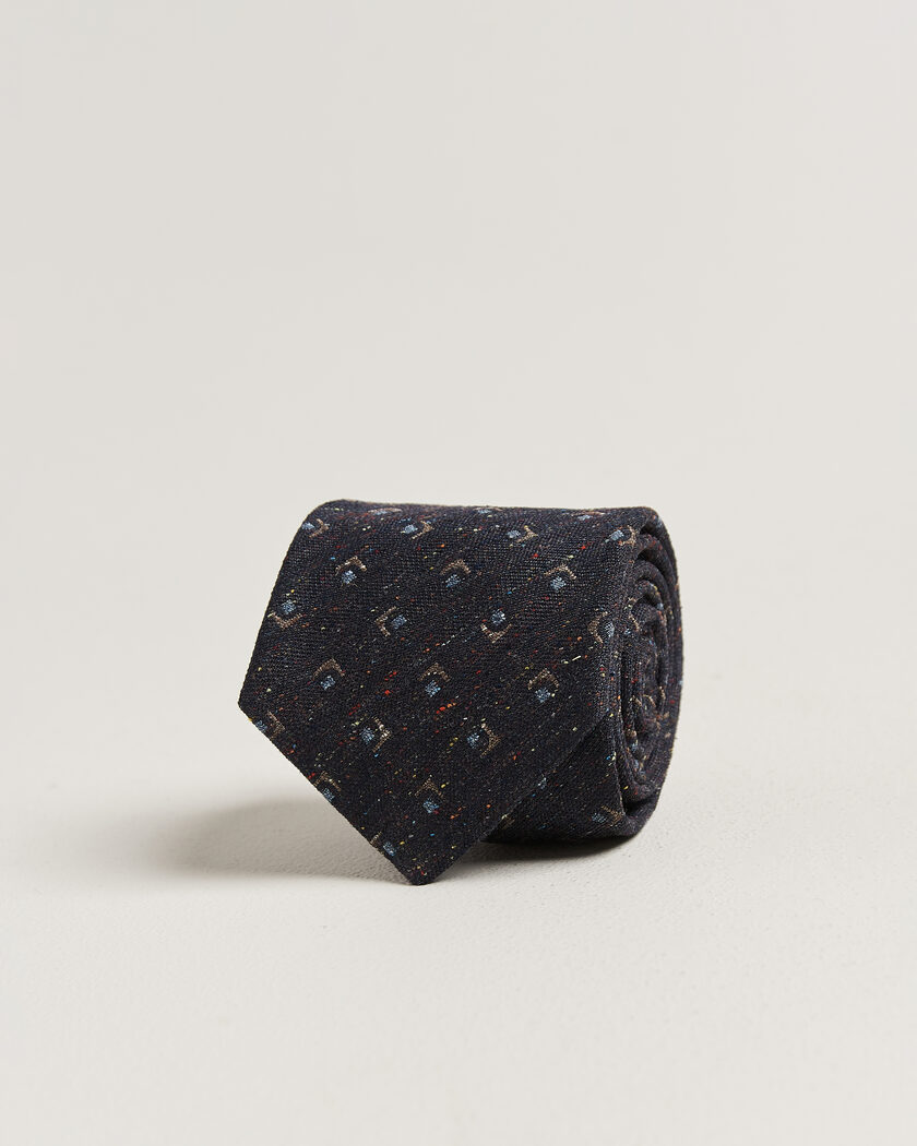 Stenströms Woven Herringbone Silk Tie 7,5cm Navy – Blau