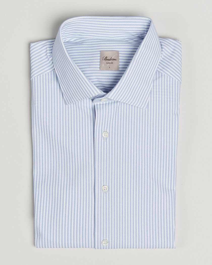 Stenströms Slimline Active Stretch Striped Shirt Light Blue – Blau