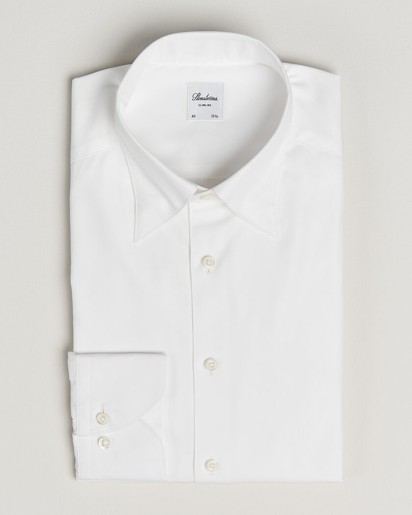 Stenströms Slimline Twofold Cotton Button Under Shirt White – Weiß