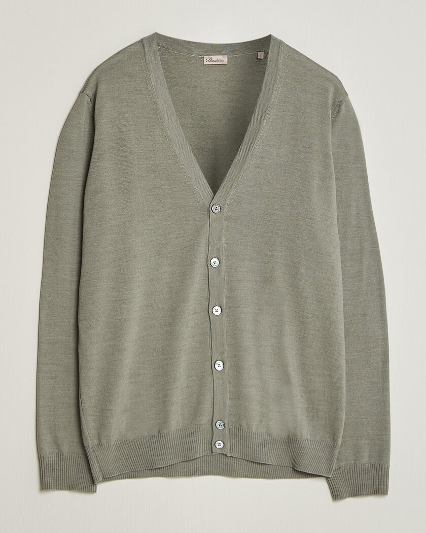 Stenströms Merino Cardigan Green/Grey – Grün