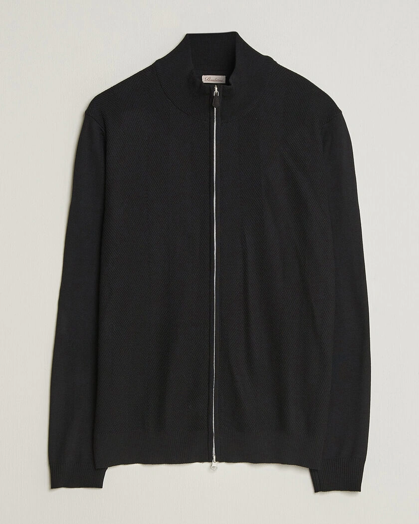 Stenströms Merino Herringbone Full Zip Black – Schwarz