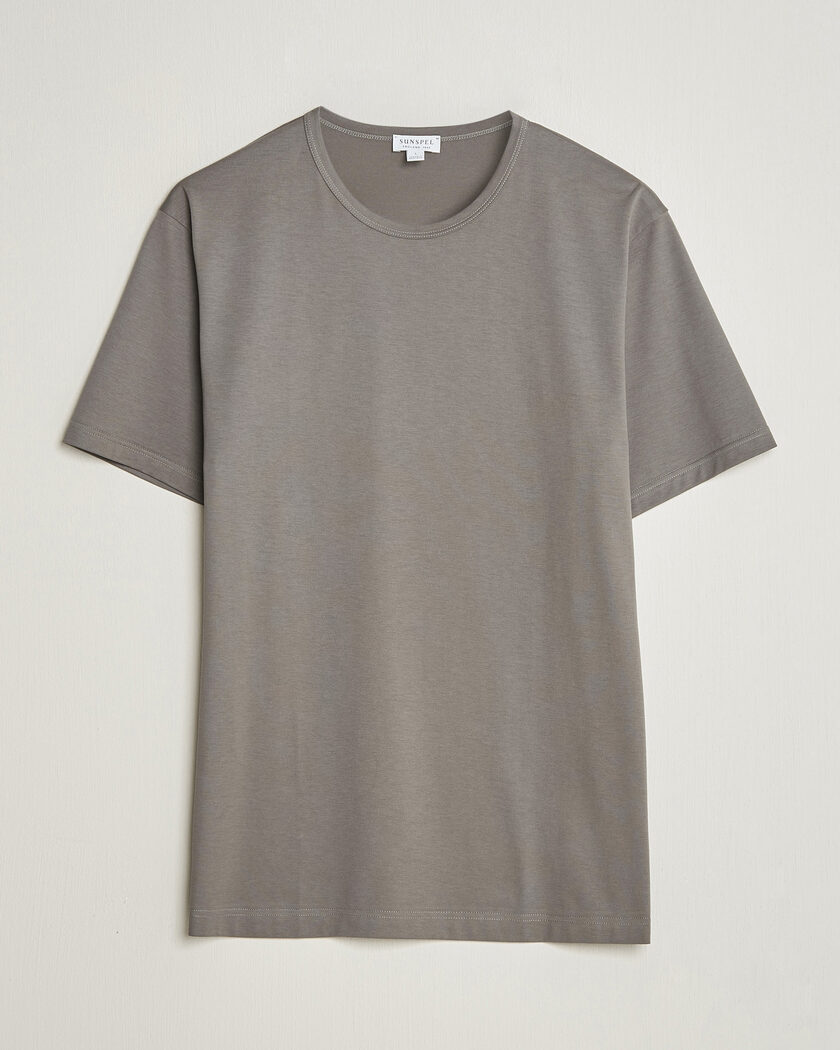Sunspel Crew Neck Q82 Cotton T-Shirt Smoke Grey – Grau