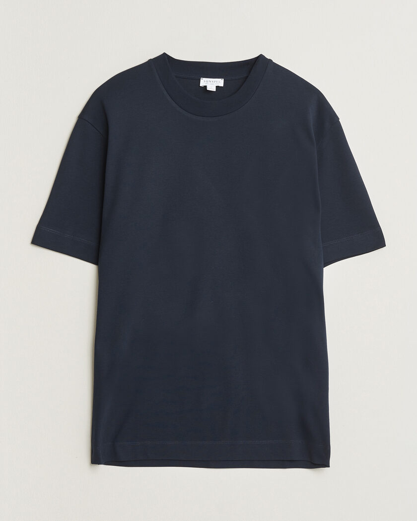 Sunspel Heavy Weight Supima Cotton T-Shirt Midnight Navy – Blau
