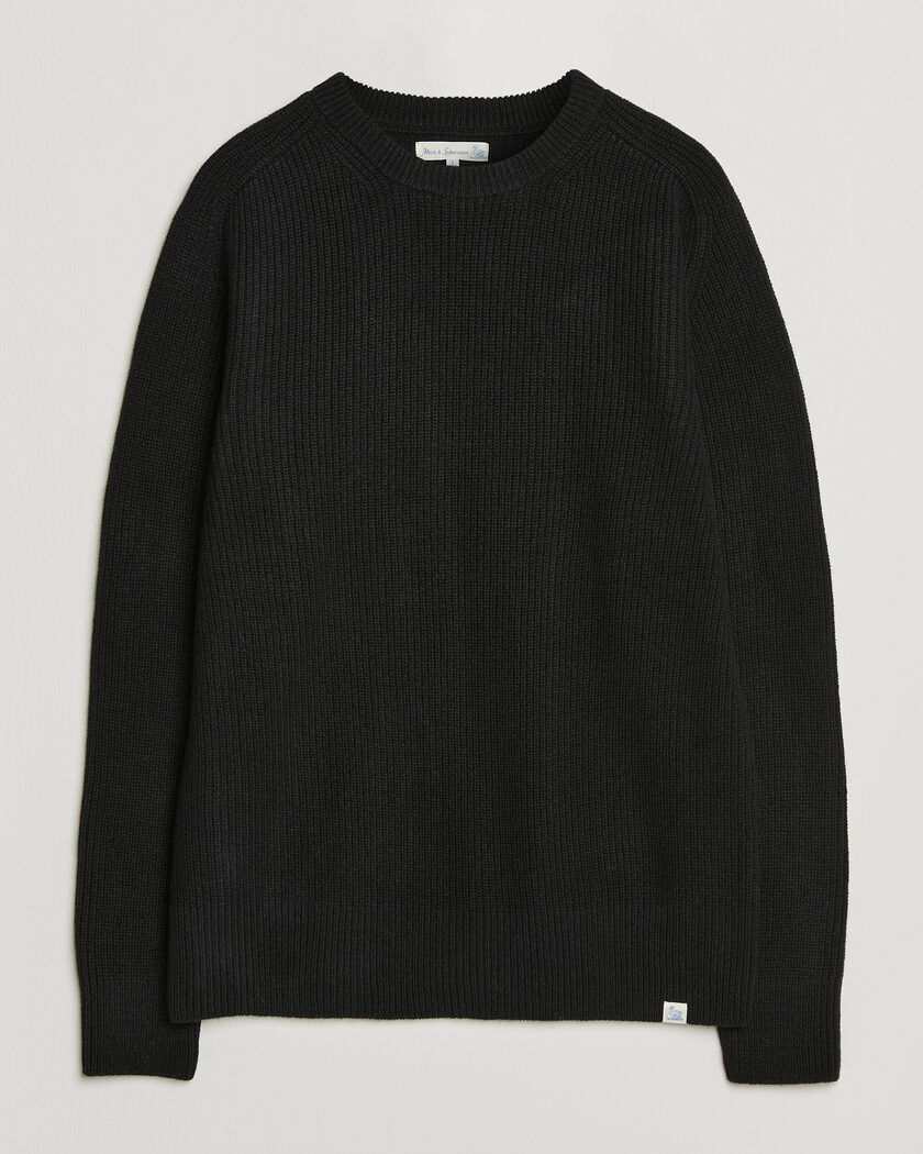 Merz b. Schwanen Merino/Cashmere Knitted Sweater Deep Black – Schwarz