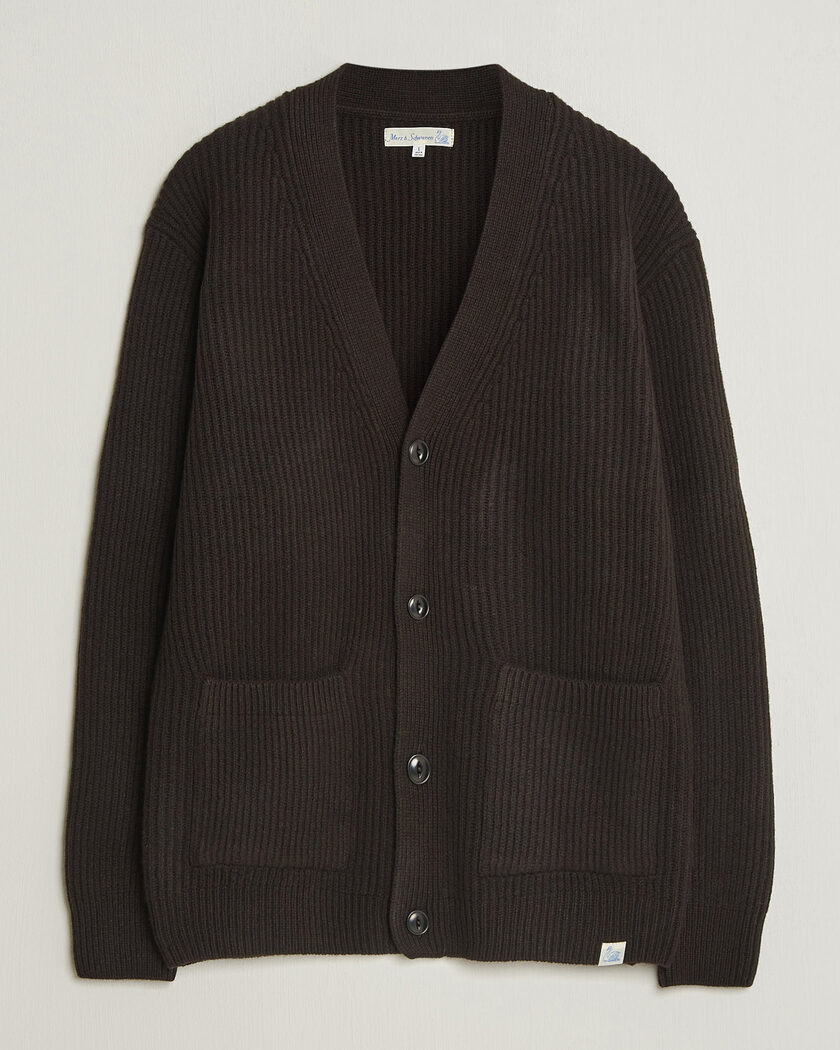 Merz b. Schwanen Merino/Cashmere Knitted Cardigan Espresso – Braun