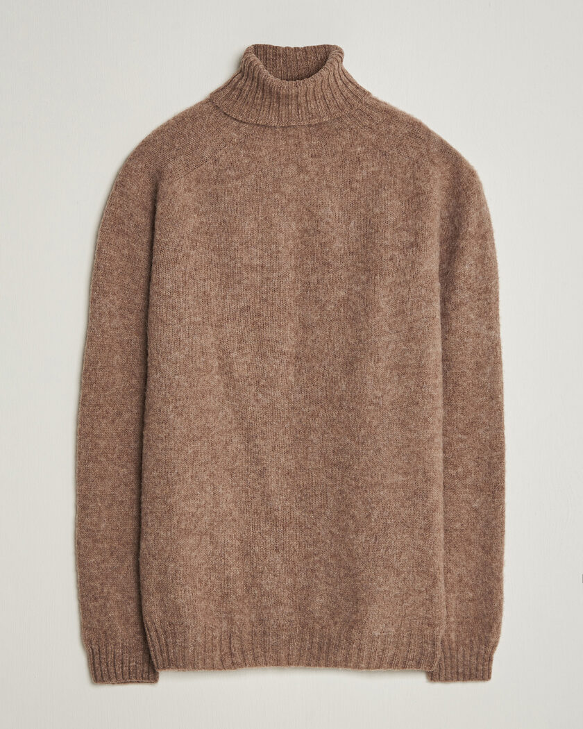 Harley Of Scotland Brushed Supersoft Lambswool Rollneck Tundra – Braun