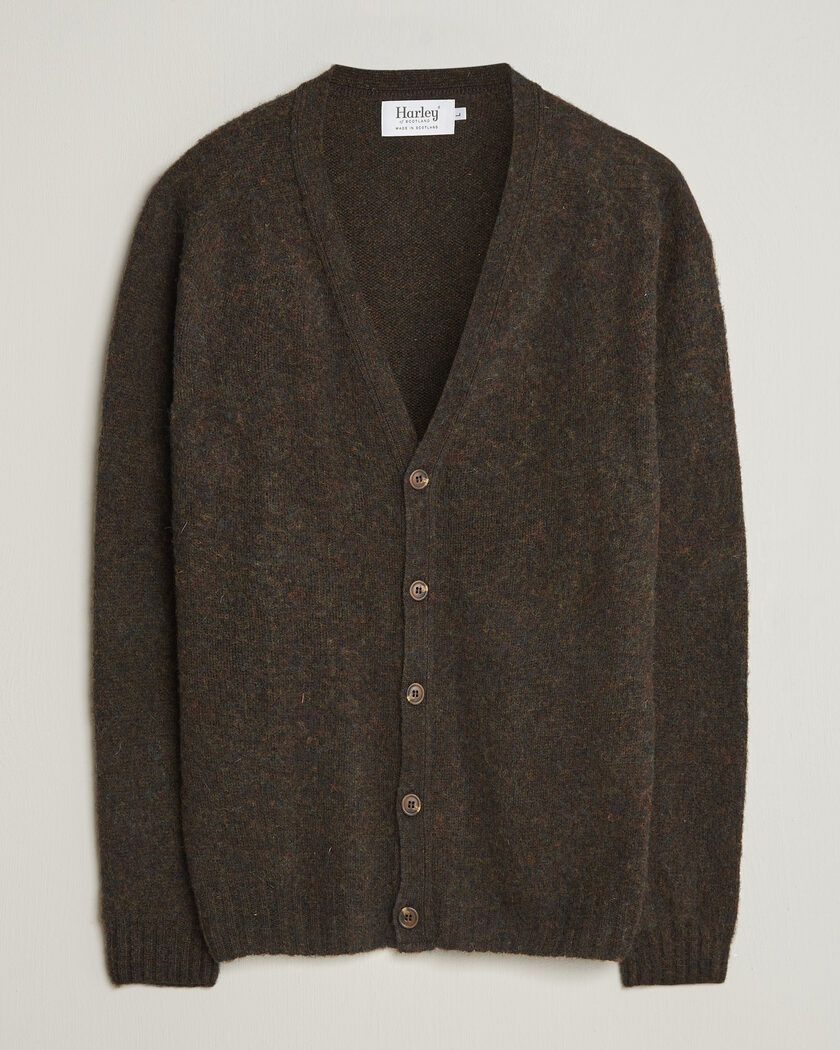 Harley Of Scotland Brushed Supersoft Lambswool Cardigan Carob – Braun