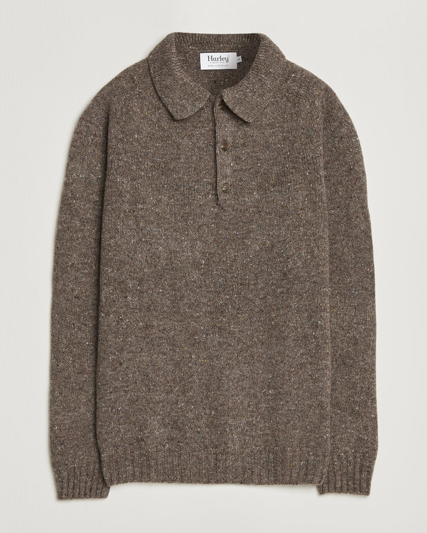 Harley Of Scotland Donegal Wool Polo Brown – Braun