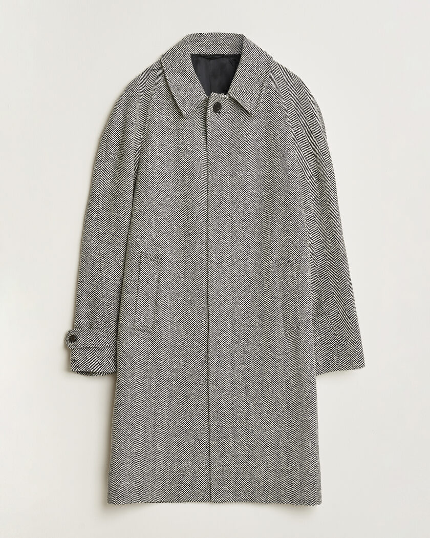 Lardini Wool Herringbone Raglan Coat Dark Grey – Grau