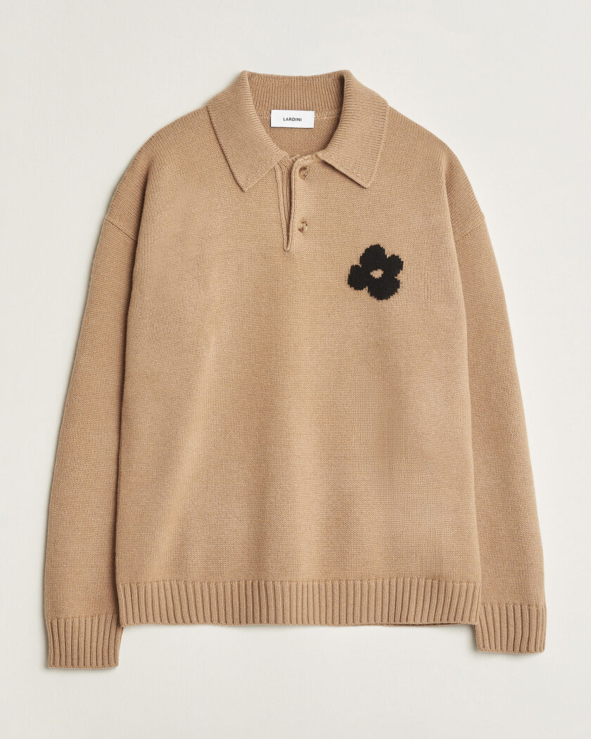 Lardini Knitted Wool/Cashmere Polo Brown – Braun