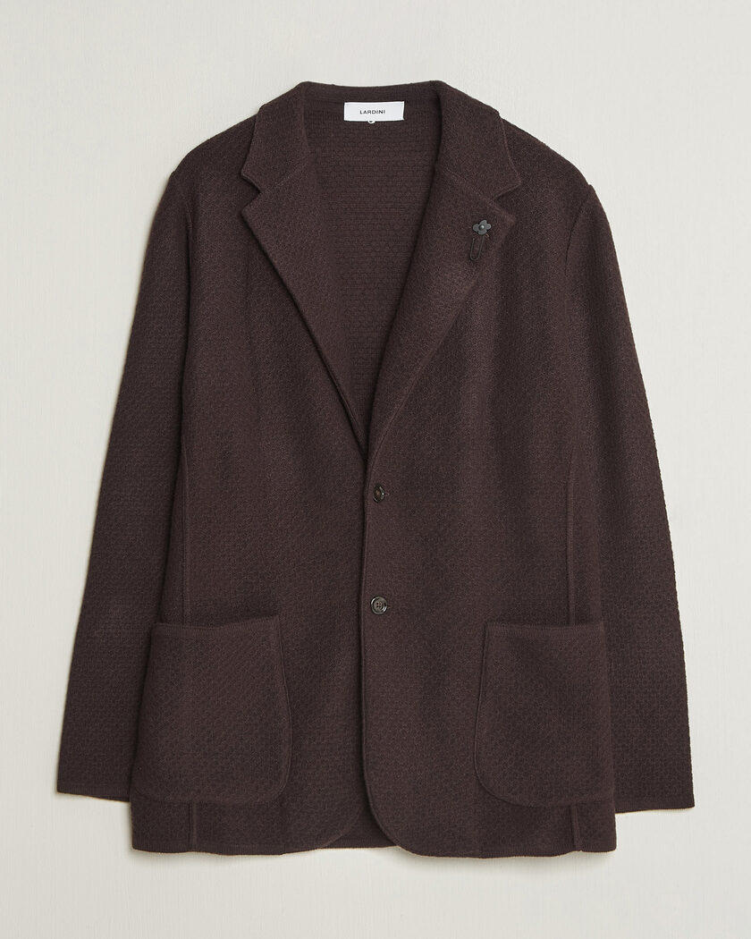 Lardini Knitted Structure Wool/Cashmere Blazer Brown – Braun