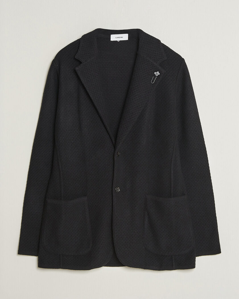 Lardini Knitted Structure Wool/Cashmere Blazer Black – Schwarz
